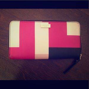 Kate spade black pink and white wallet